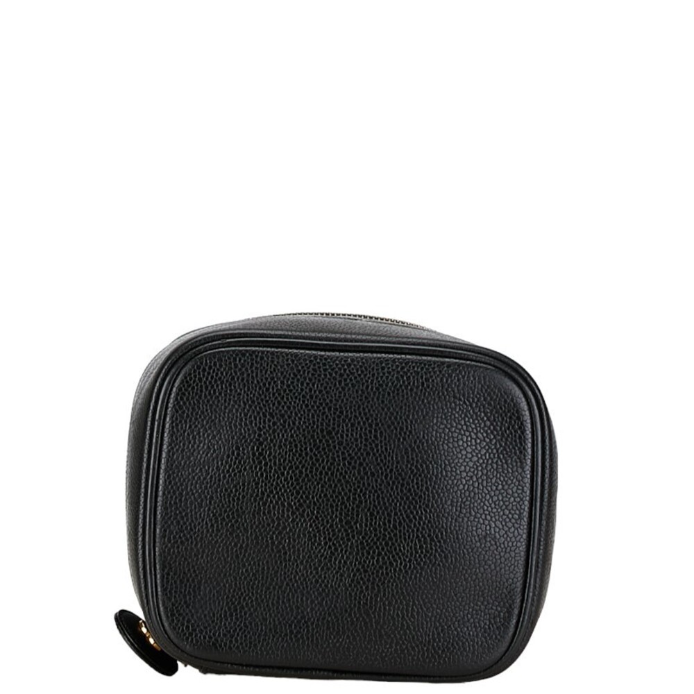 CHANEL Black Caviar Leather Logo Vanity Bag - Picture 4 of 10